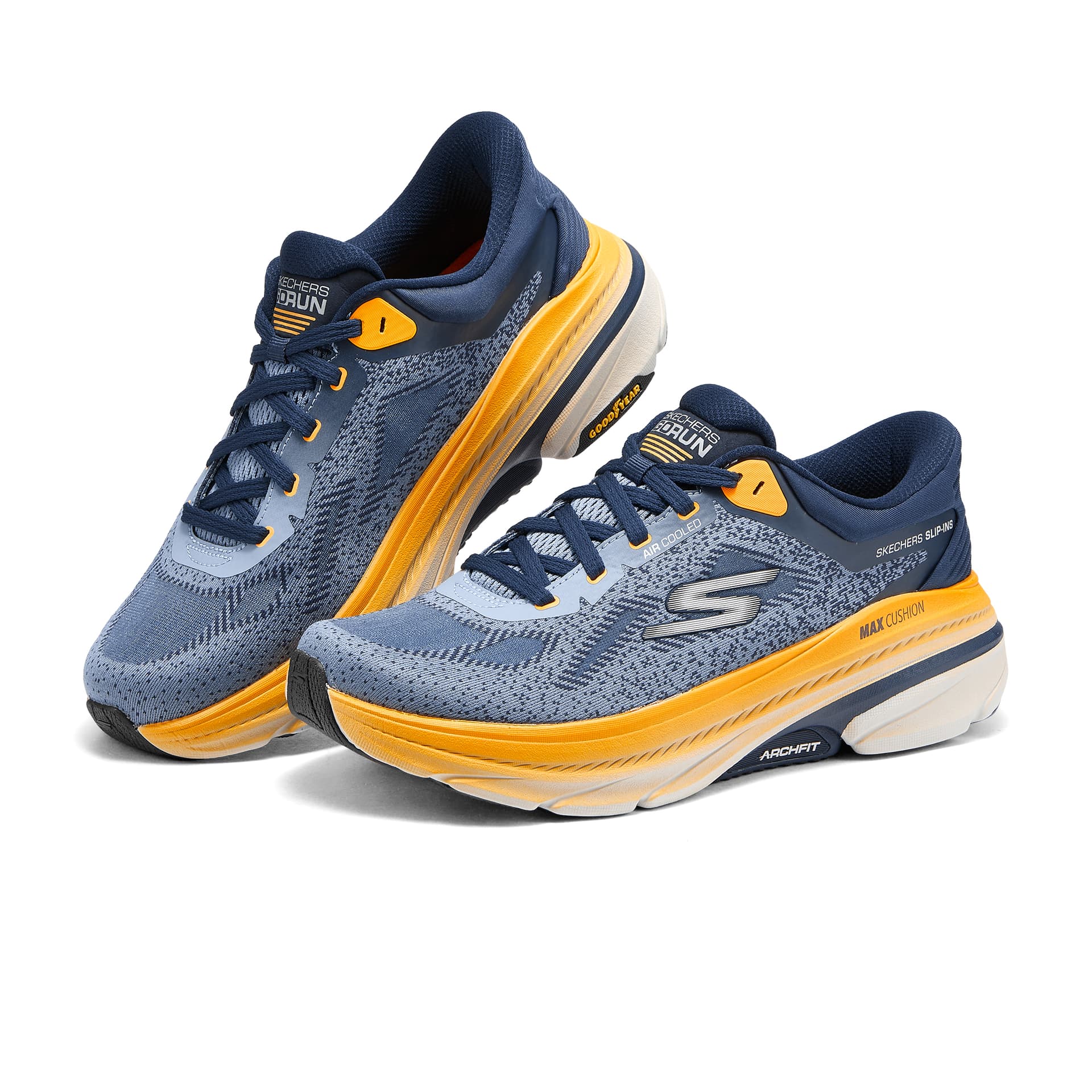 Кроссовки для бега Skechers MAX CUSHIONINGARCHFIT 2,0 Сетчатая ткань Низкие кроссовки для бега Мужские Синие - изображение 4