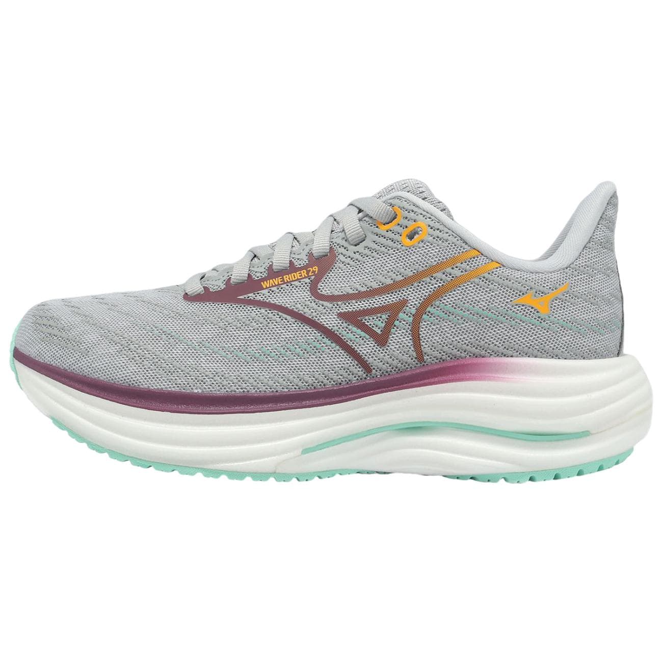 Кроссовки для бега Mizuno WAVE RIDER 29 Дышащая Поддерживающая Легкая Беговая Обувь Женская Серого Цвета - изображение 1