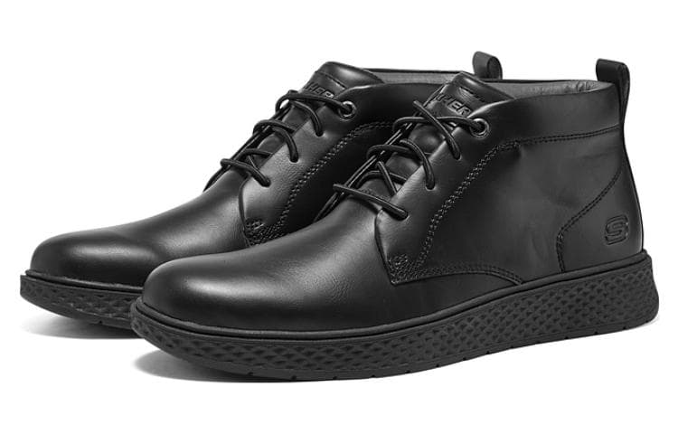 Ботинки Skechers BURKETT Кожа Удобная Повседневная Обувь Мужская Черная - изображение 3