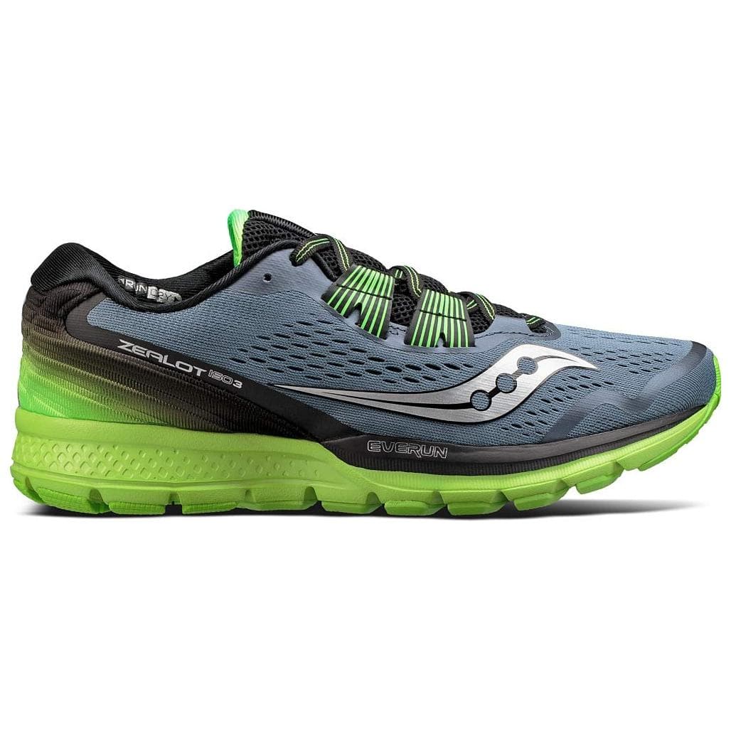 Кроссовки для бега Saucony Zealot Iso 3 Амортизация Противоскользящие Низкие Беговые кроссовки Мужские Серый Черный Зеленый - изображение 2