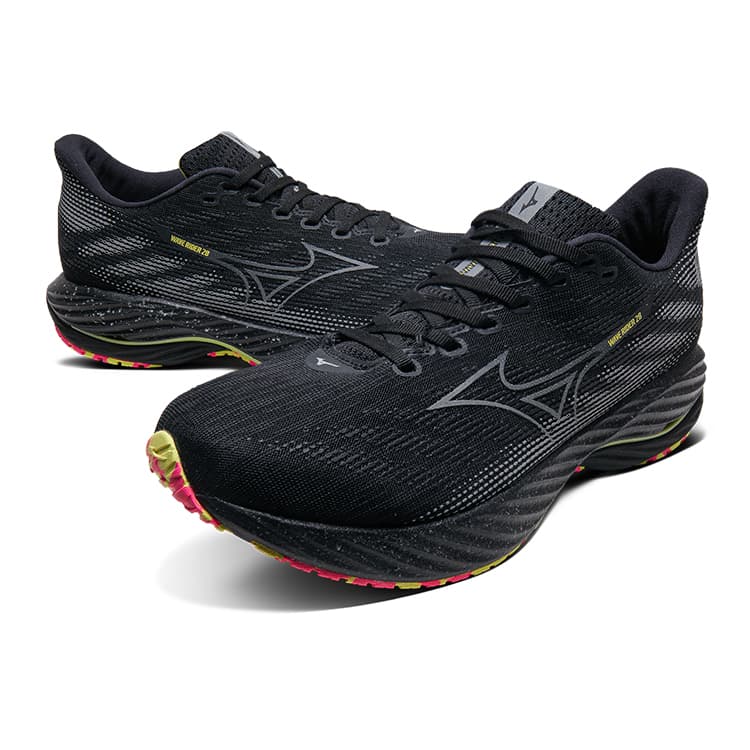 Кроссовки для бега Mizuno Wave Rider 28 Противоскользящие Устойчивые к износу Низкие Беговые кроссовки Унисекс Черный Серебряный - изображение 3