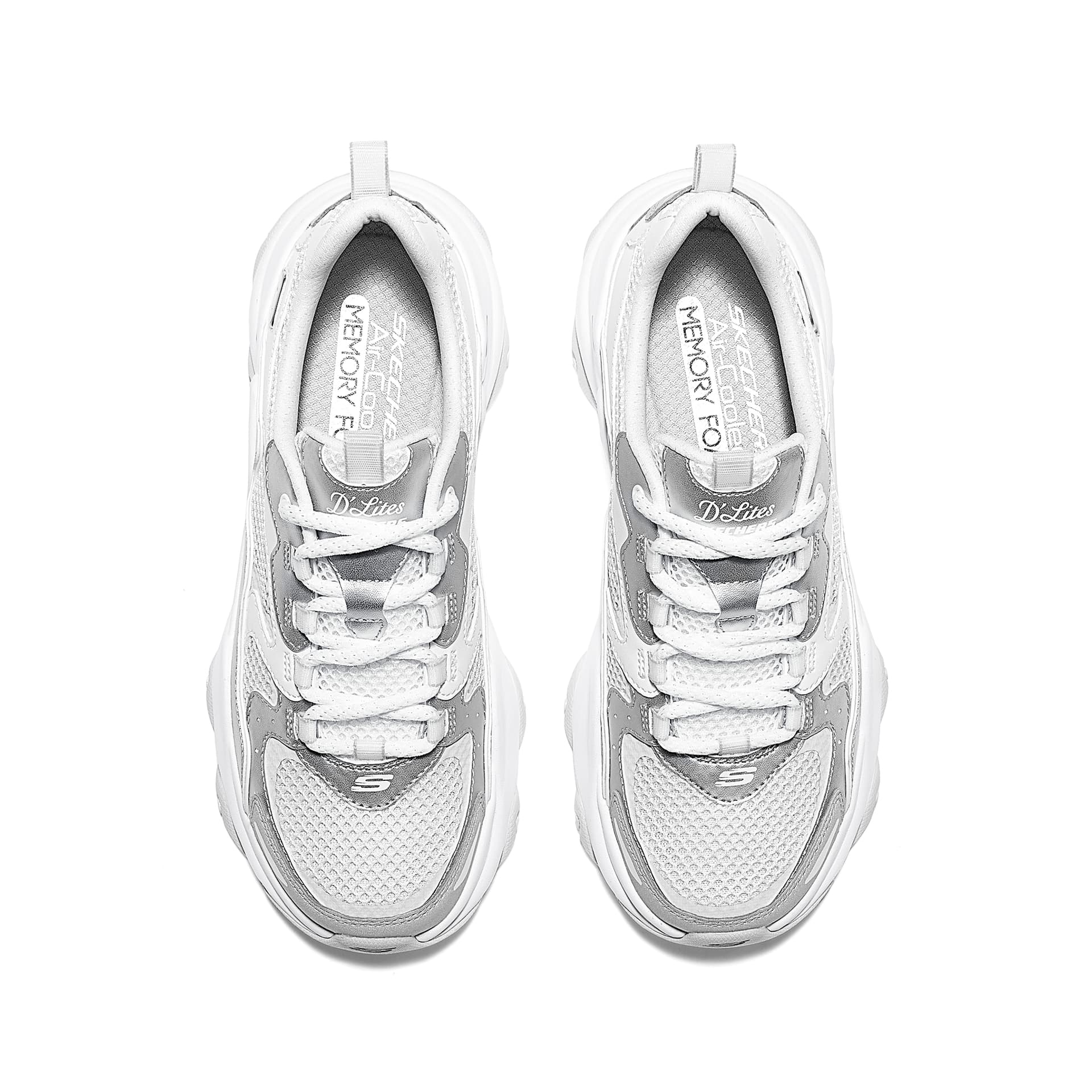 Кроссовки Skechers D'LITES 5,0 Low Топ массивные кроссовки женские серебристо-белые - изображение 5