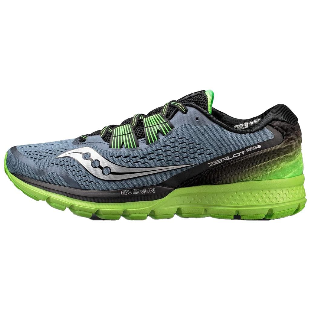 Кроссовки для бега Saucony Zealot Iso 3 Амортизация Противоскользящие Низкие Беговые кроссовки Мужские Серый Черный Зеленый - изображение 1