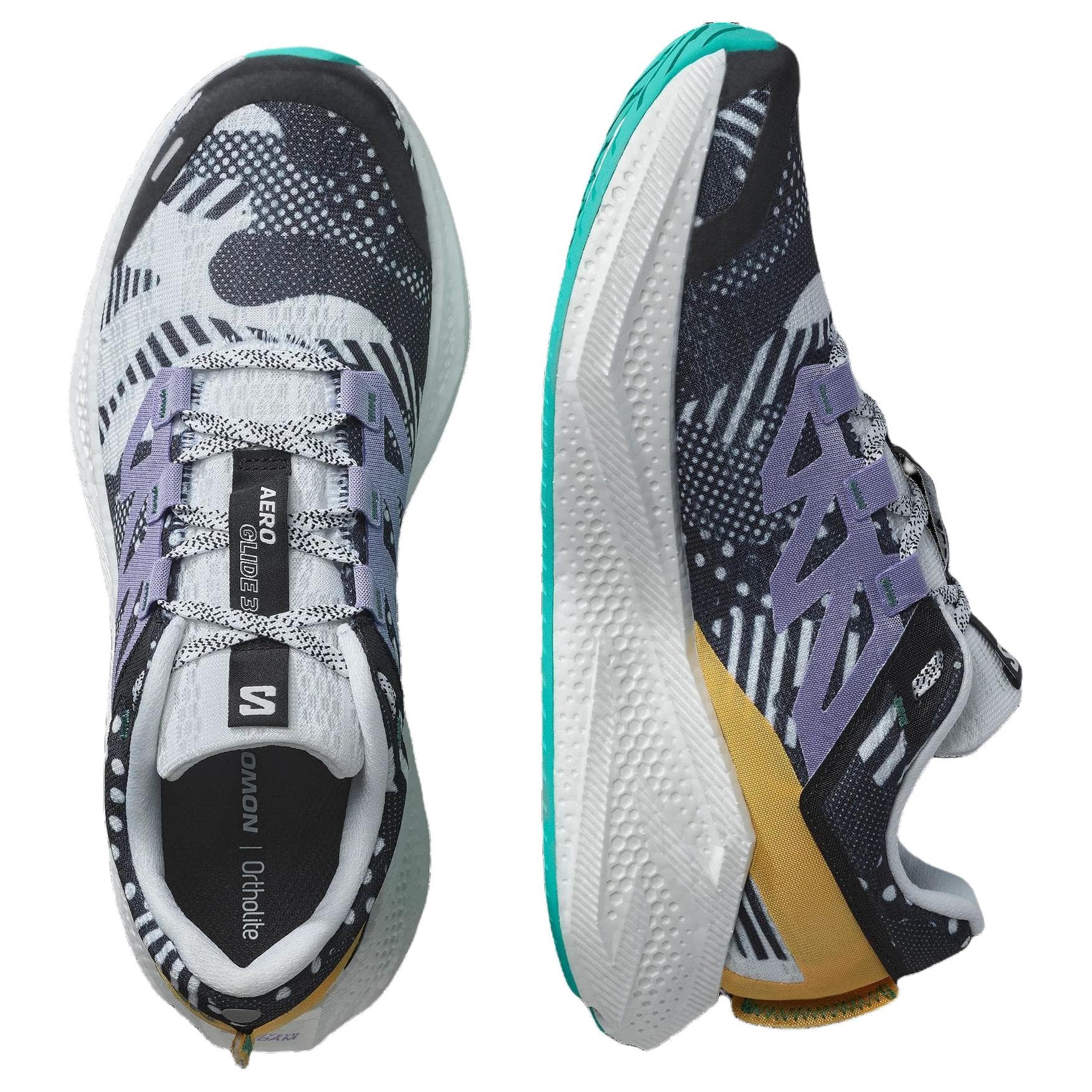 Кроссовки для бега Salomon Aero Glide 3 Low Топ Беговые кроссовки Мужские Черный Белый Фиолетовый - изображение 3