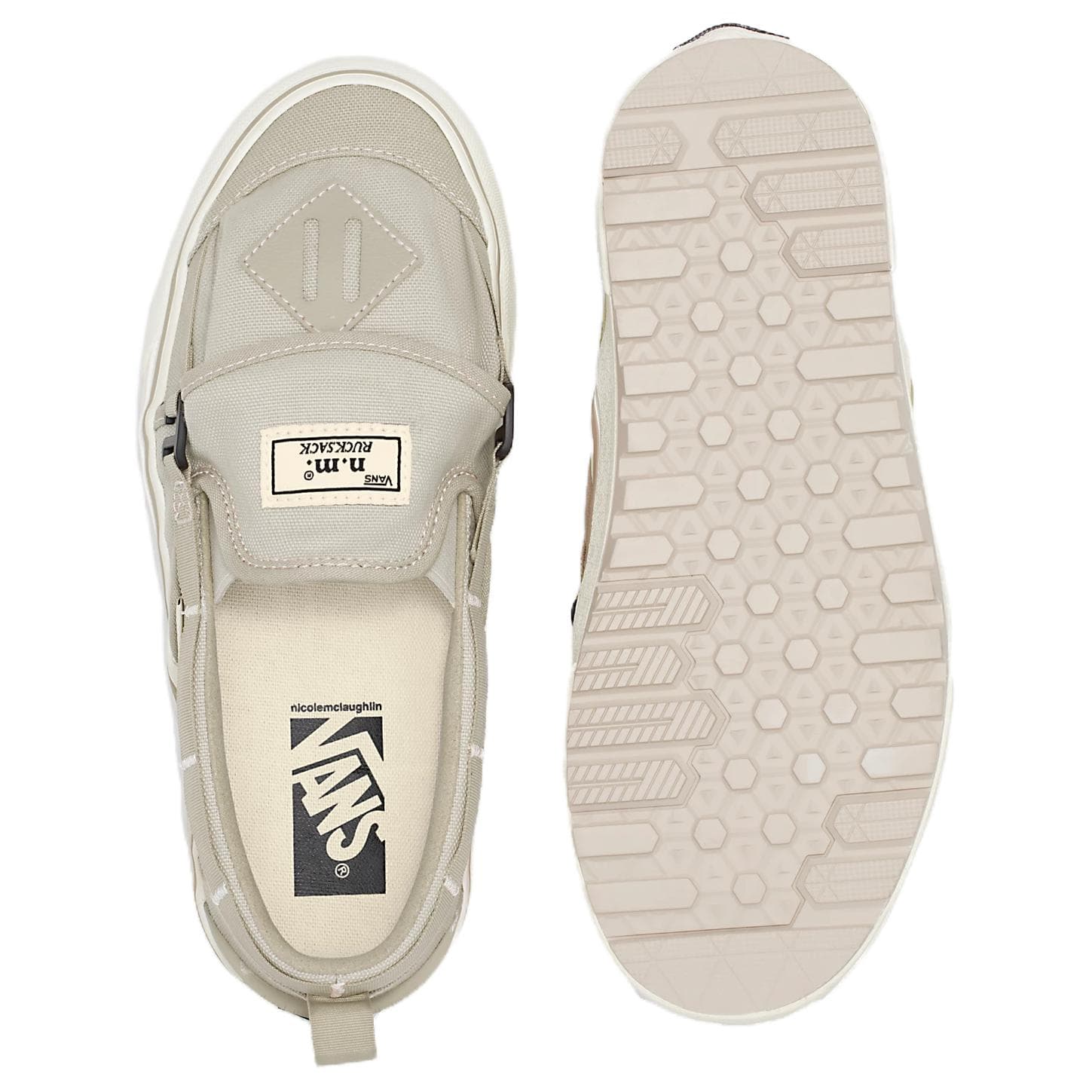 Кроссовки Nicole McLaughlin x Vans Classic Slip On Устойчивая к истиранию низкая уличная обувь унисекс бежевого цвета - изображение 4