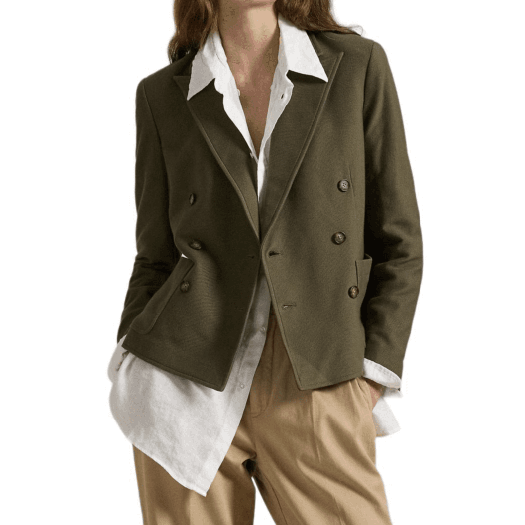 Polo Ralph Lauren FW24 Бизнес Костюм Пальто Тесное Прилегание Версия Женское Оливково-Зеленое - изображение 2