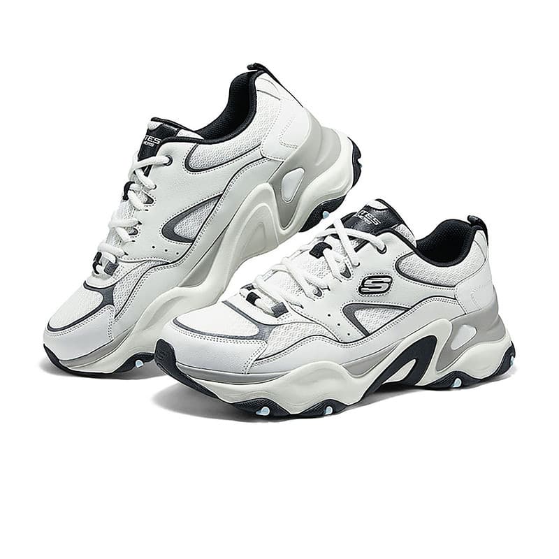 Кроссовки Skechers D'LITES 5,0 Устойчивые к истиранию Амортизация Поддержка Легкий Низкий Верх Подошва Мужские Серый Белый - изображение 3