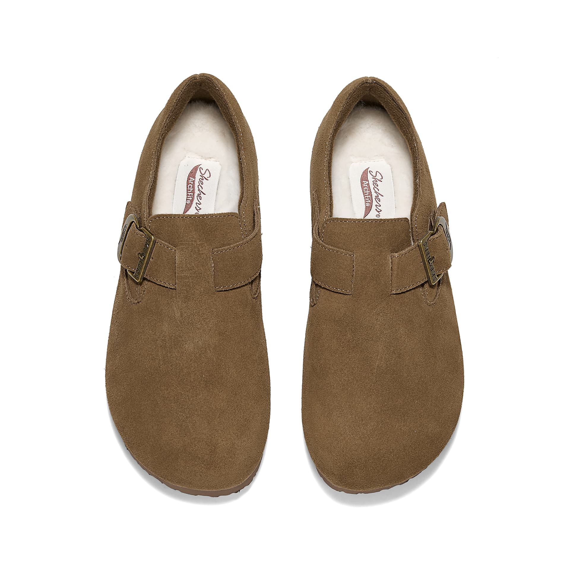Тапочки Skechers Birkenstock Стиль Обувь 2025 Осенне-Зимняя Кожа Повседневная Обувь Женская Каштановый - изображение 3