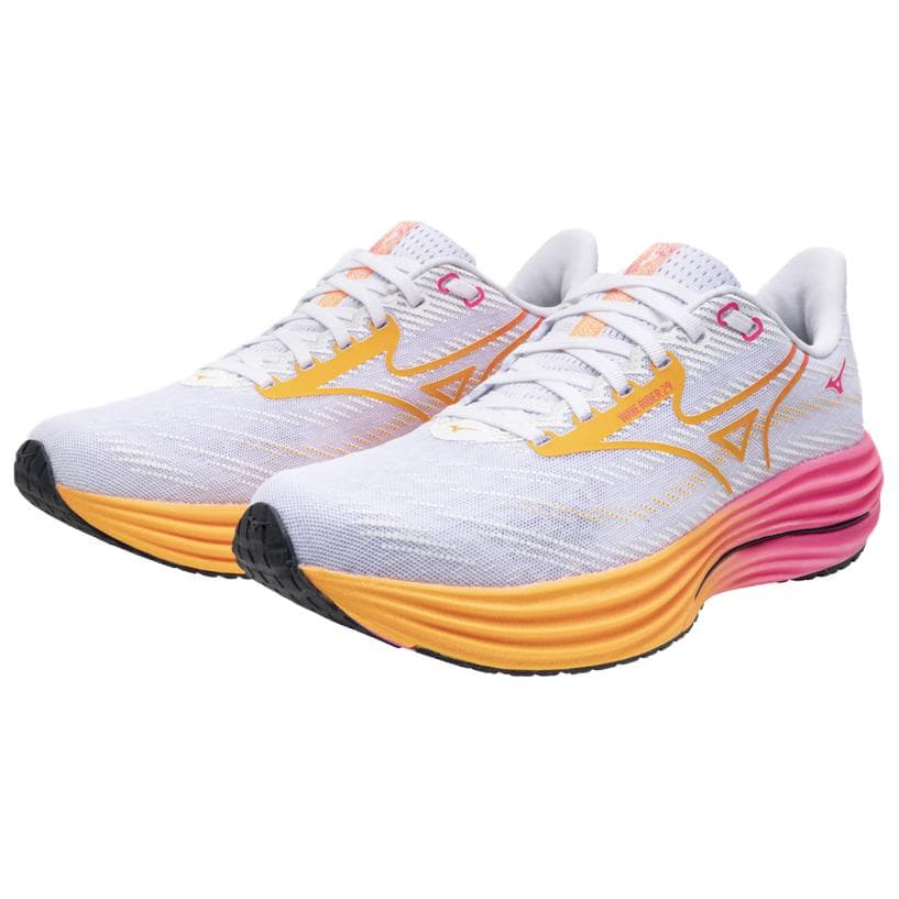 Кроссовки для бега Mizuno WAVE RIDER 29 Дышащие Беговые Кроссовки Унисекс Белый Оранжевый Розовый - изображение 3