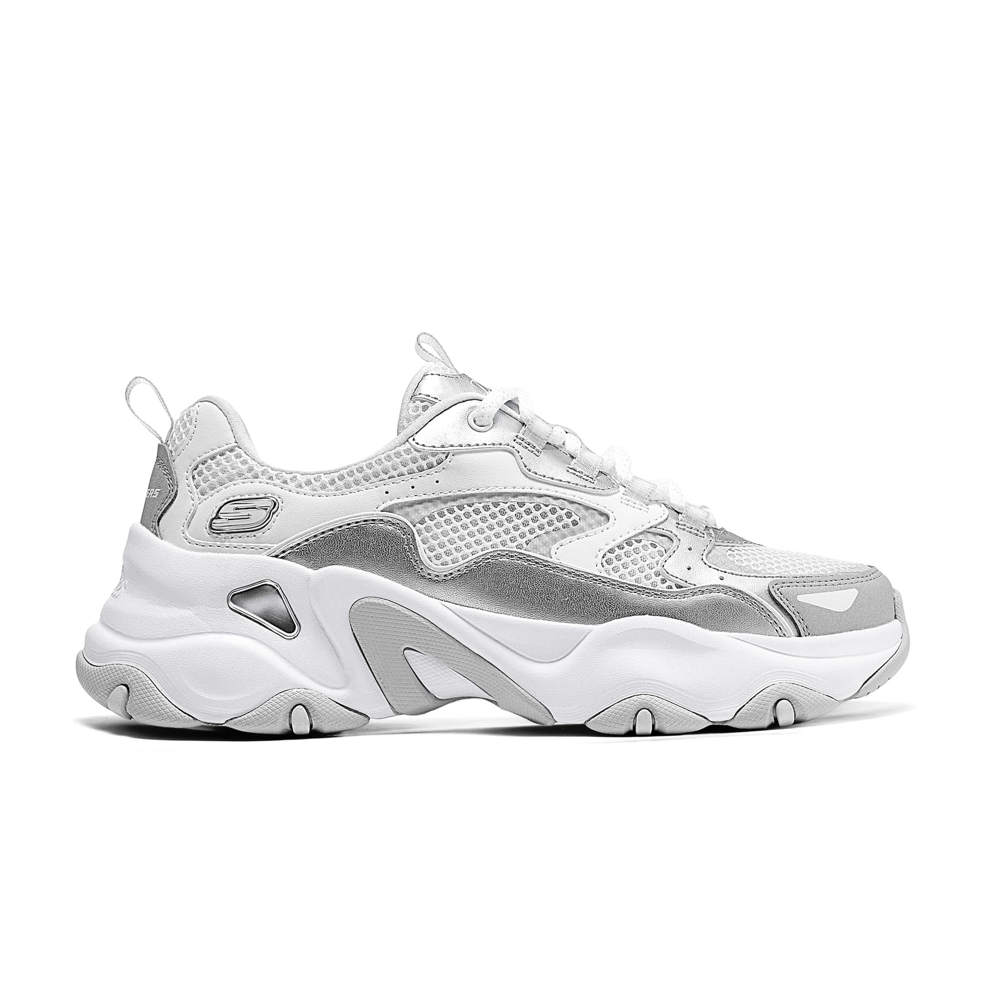 Кроссовки Skechers D'LITES 5,0 Low Топ массивные кроссовки женские серебристо-белые - изображение 2