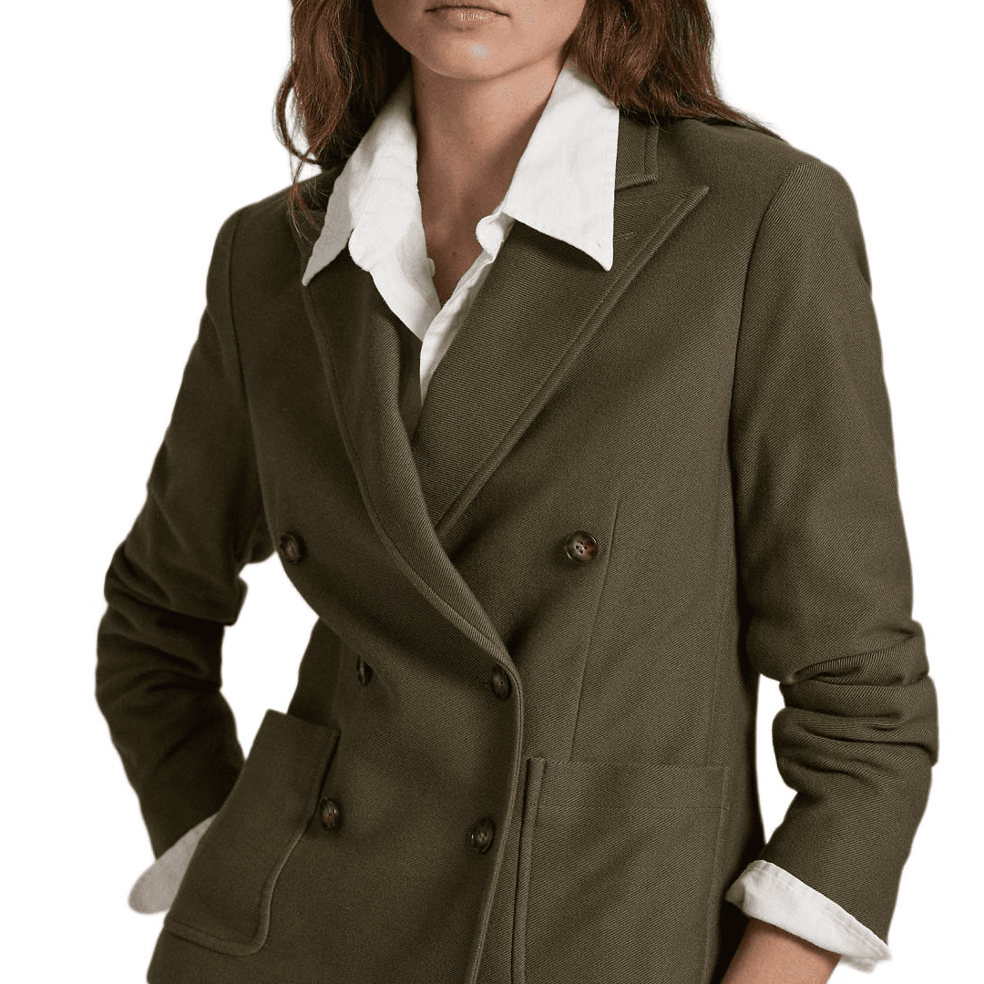 Polo Ralph Lauren FW24 Бизнес Костюм Пальто Тесное Прилегание Версия Женское Оливково-Зеленое - изображение 5