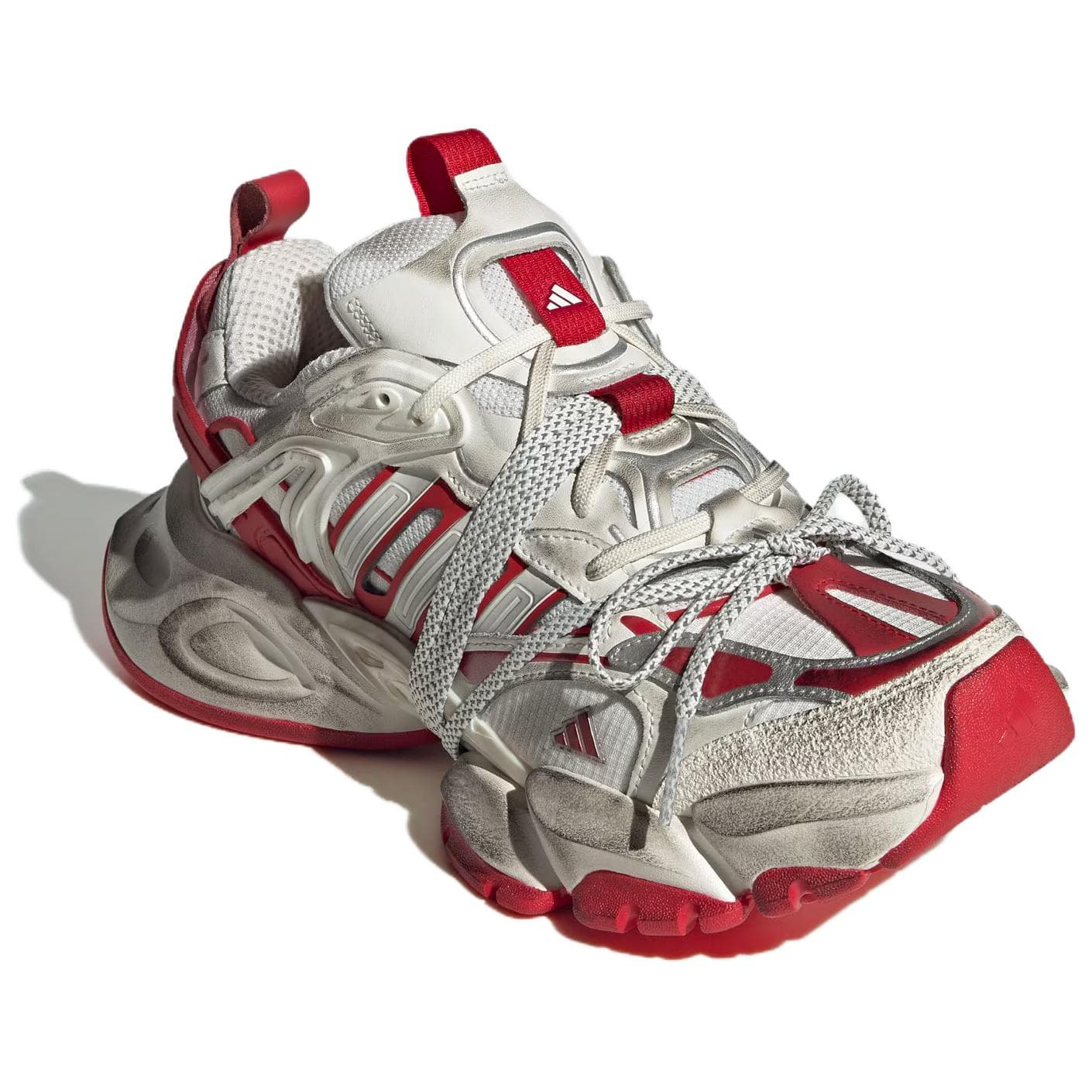 Кроссовки Adidas XLG RUNNER DELUXE Низкие кеды с толстой подошвой Унисекс Белый Красный - изображение 3