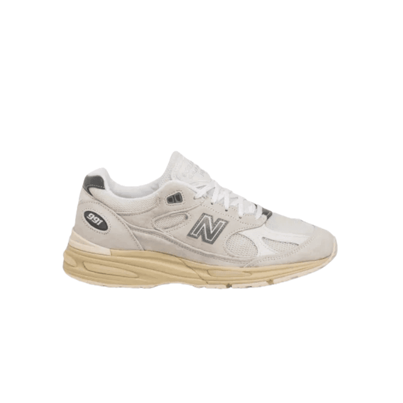 Кроссовки для бега New Balance NB 991 V2 Сетчатая ткань Низкий топ Повседневные Городские Коммутатор Беговые кроссовки Унисекс Айвори - изображение 2