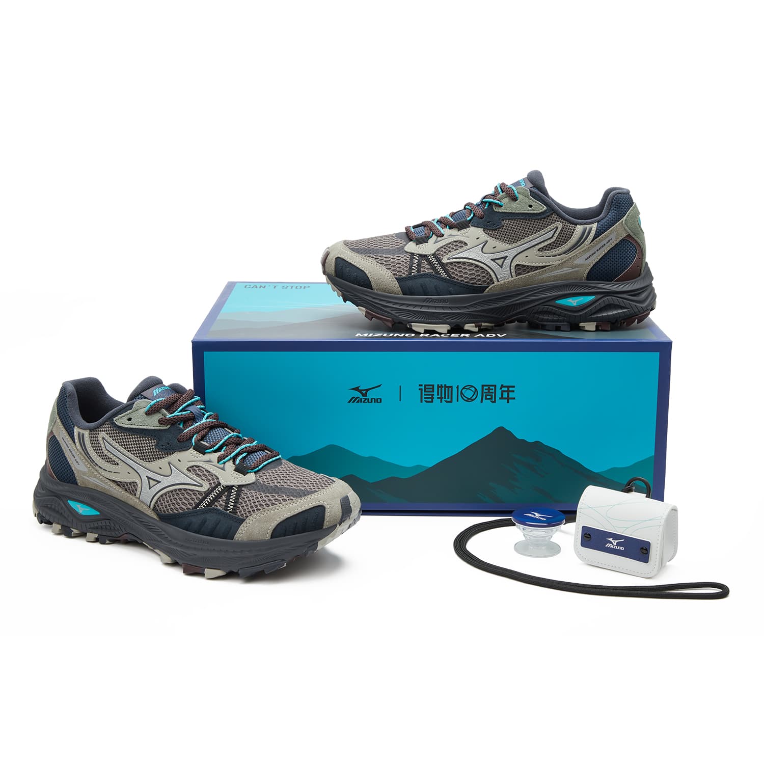 Кроссовки для бега POIZON x Mizuno Racer ADV Амортизация Износостойкий Низкий Топ ЭВА Материал Городская Коммутация Беговые Кроссовки - изображение 2
