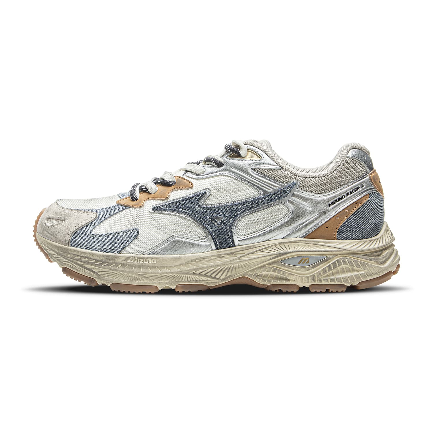 Кроссовки для бега Mizuno Racer S Low Топ Бег на длинные дистанции Спринт Беговые кроссовки Унисекс Серебряный Коричневый - изображение 1