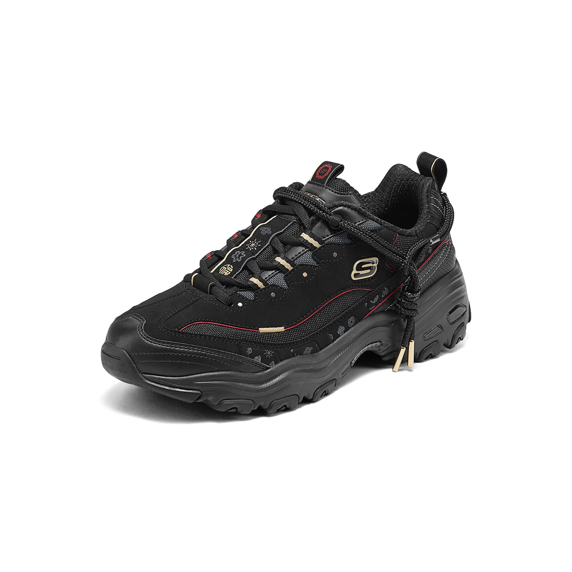 Кроссовки Skechers D'Lites 1,0 Устойчивые к истиранию Низкие массивные кроссовки Мужские Черные - изображение 3
