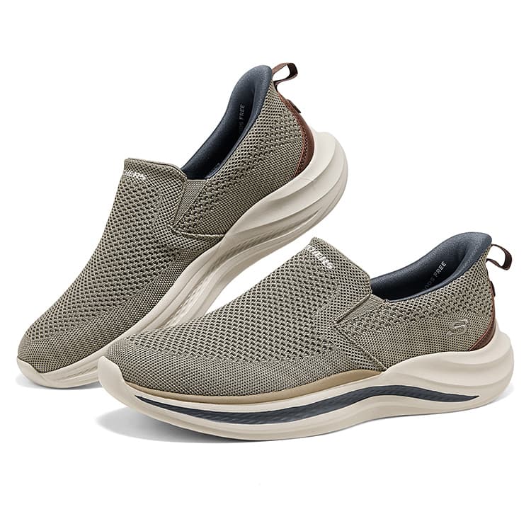 Кроссовки Skechers Slip ins Износостойкие Дышащие Легкие Низкие Повседневные Мужские Туфли Таупового цвета - изображение 3