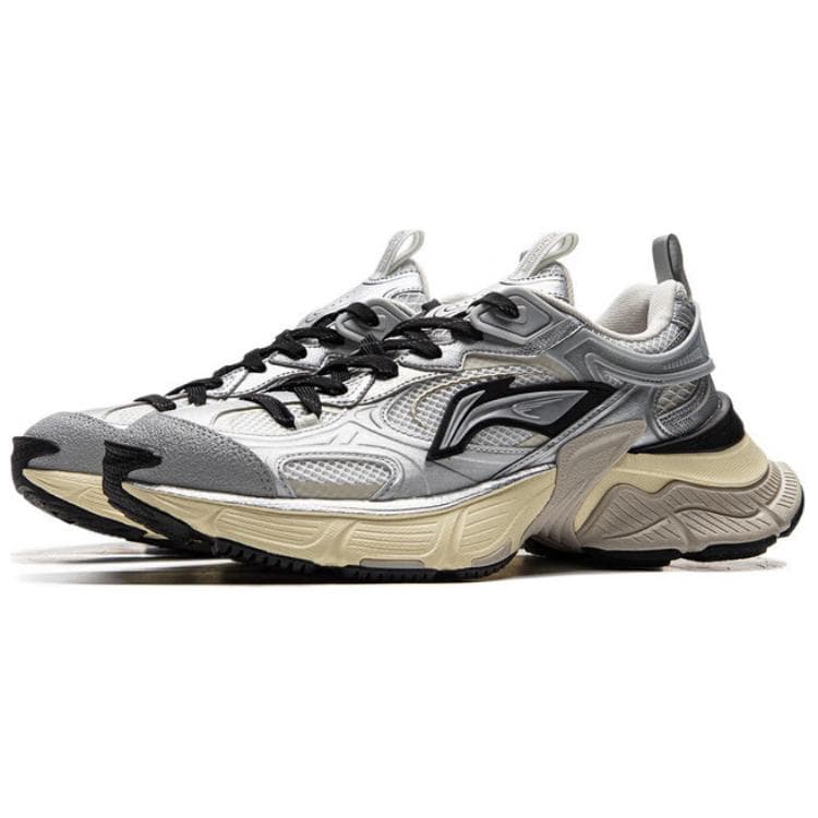Кроссовки Li NING Синцзи Low Топ Массивные кроссовки Мужской Серебристo-черный - изображение 3
