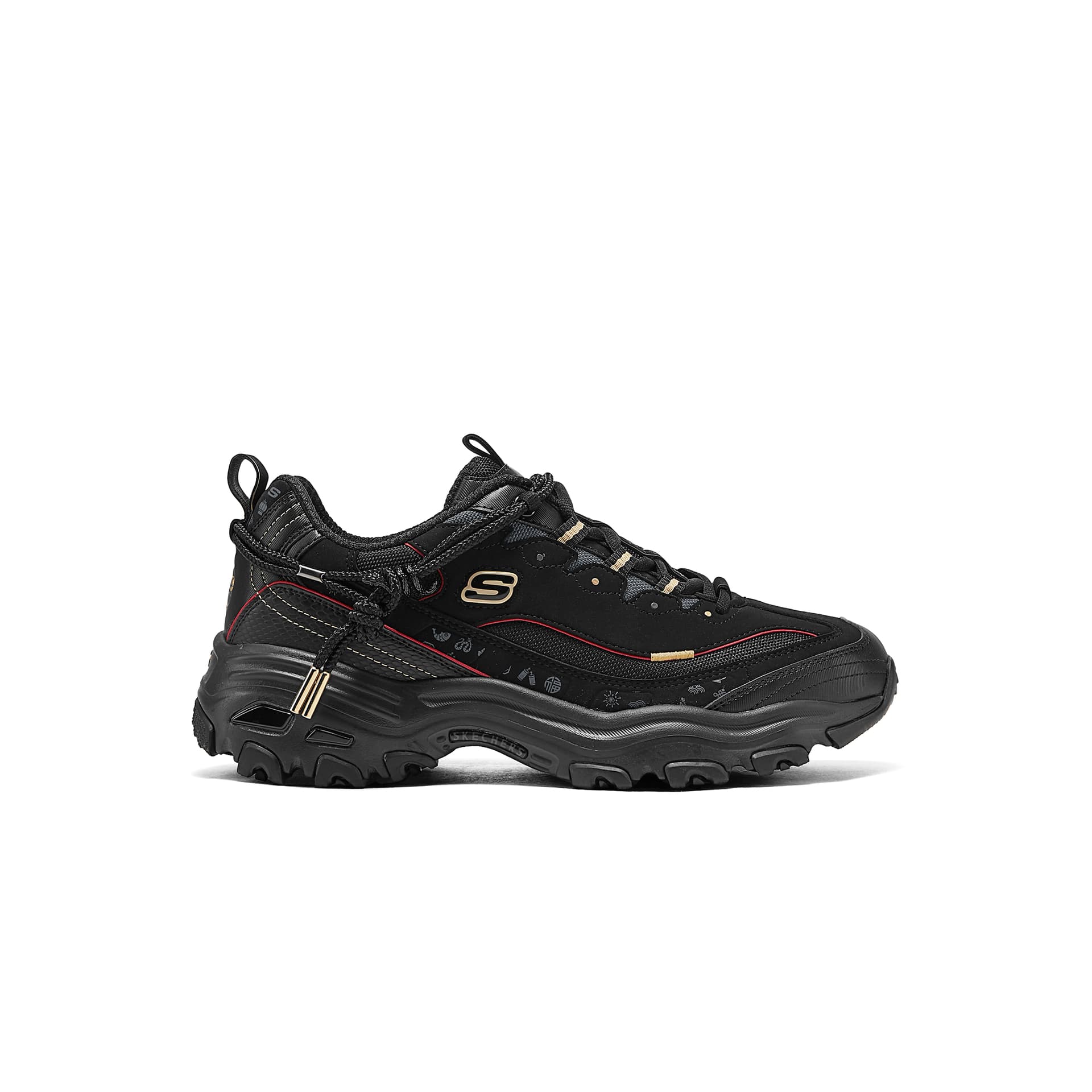 Кроссовки Skechers D'Lites 1,0 Устойчивые к истиранию Низкие массивные кроссовки Мужские Черные - изображение 2