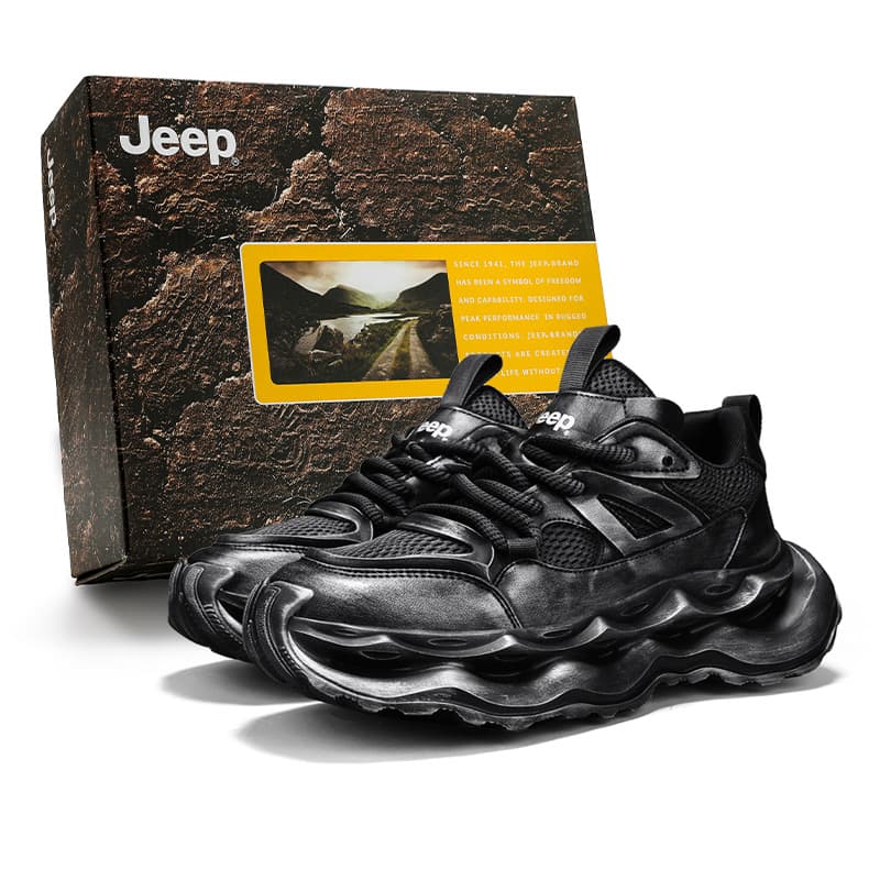 Кроссовки Jeep Street Rampage Collection Низкие кеды с толстой подошвой Мужские Черные - изображение 1
