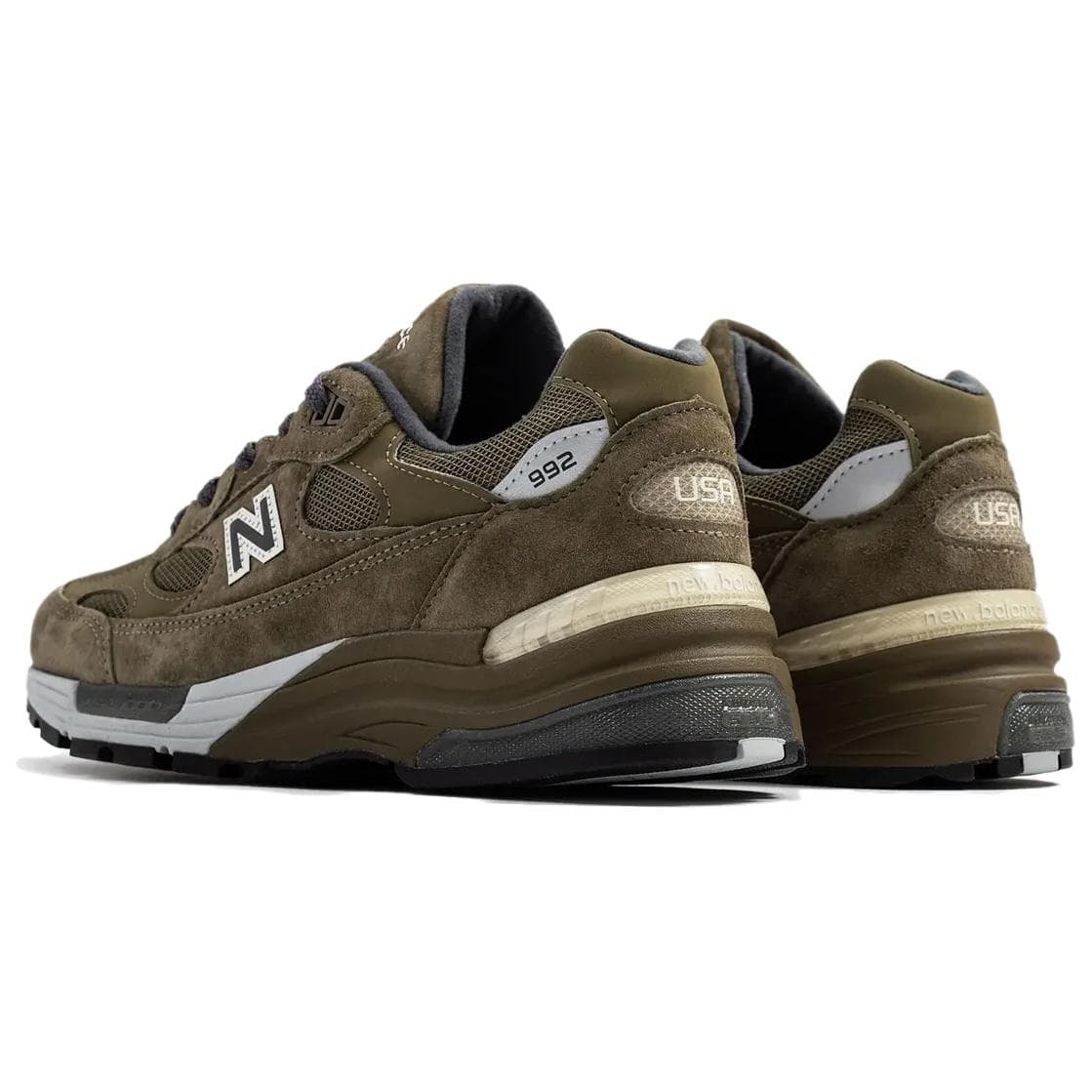 Кроссовки для бега New Balance NB 992 Текстиль Искусственная кожа Свинская кожа Низкий верх Повседневные беговые кроссовки Унисекс Зеленый - изображение 3