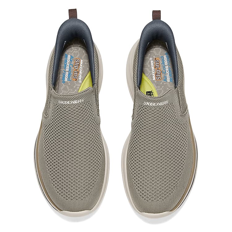 Кроссовки Skechers Slip ins Износостойкие Дышащие Легкие Низкие Повседневные Мужские Туфли Таупового цвета - изображение 4