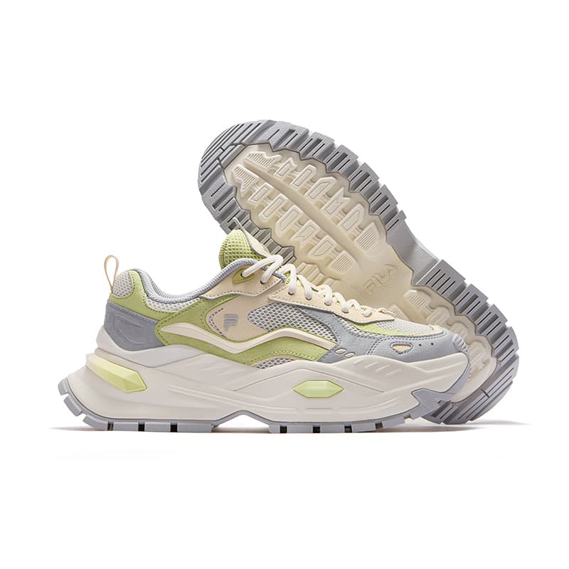 Кроссовки для бега FILA FUSION BIANCO IV Candy Shoes 4 Устойчивые к истиранию низкие повседневные беговые кроссовки Женские Белые Зеленые - изображение 4