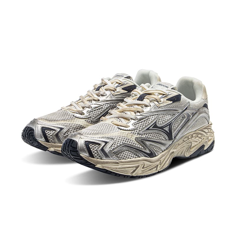 Кроссовки Mizuno Adventure Амортизация Износостойкие Низкие Кроссовки с Толстой Подошвой Унисекс Бежевый Серебряный - изображение 3