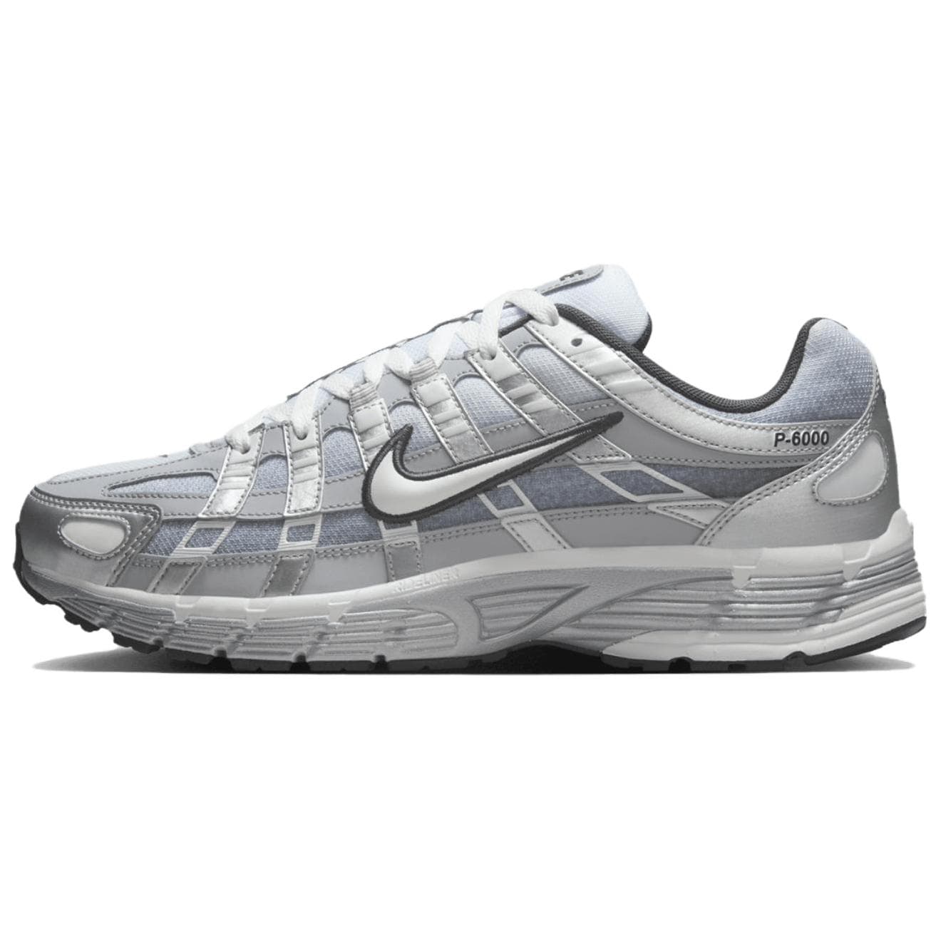 Кроссовки для бега Nike P 6000 Текстиль Кожа Низкий Верх Повседневные Беговые Кроссовки Мужские Серебристо-Серый - изображение 1
