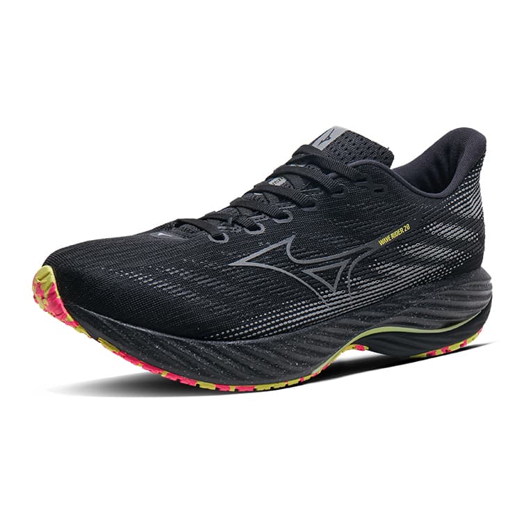 Кроссовки для бега Mizuno Wave Rider 28 Противоскользящие Устойчивые к износу Низкие Беговые кроссовки Унисекс Черный Серебряный - изображение 2