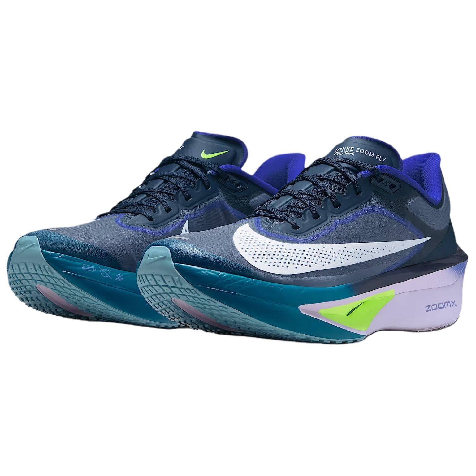 Кроссовки для бега NIKE Zoom Fly 6 ZoomX Пена Повседневный Марафон Беговые кроссовки Мужской Сине-белый - изображение 3