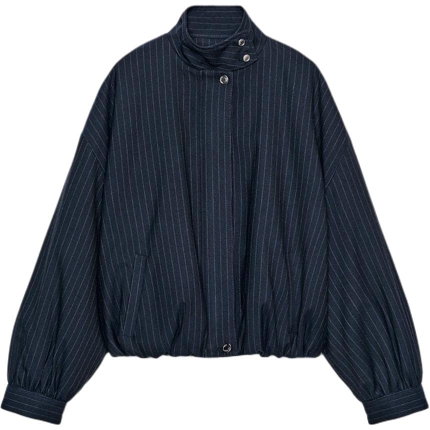 Куртка ZARA Морской синий Белый Женские Куртки - изображение 1