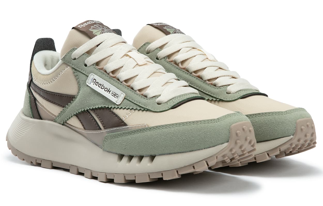 Кроссовки для бега REEBOK CL LEGACY W+ Низкие беговые кроссовки унисекс бежево-зеленые - изображение 2