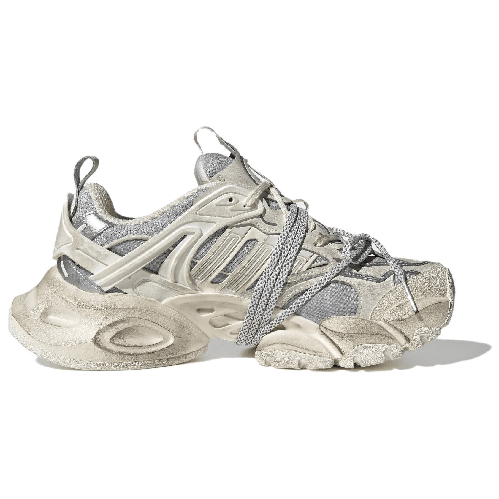 Кроссовки Adidas XLG RUNNER DELUXE визуально увеличивает рост Low Топ Массивные кроссовки Унисекс Белый серебристый - изображение 2