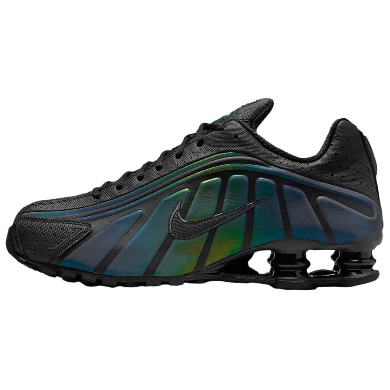 Кроссовки для бега NIKE Shox R4 Low Топ Беговые кроссовки Мужской Черно-зеленый - изображение 1