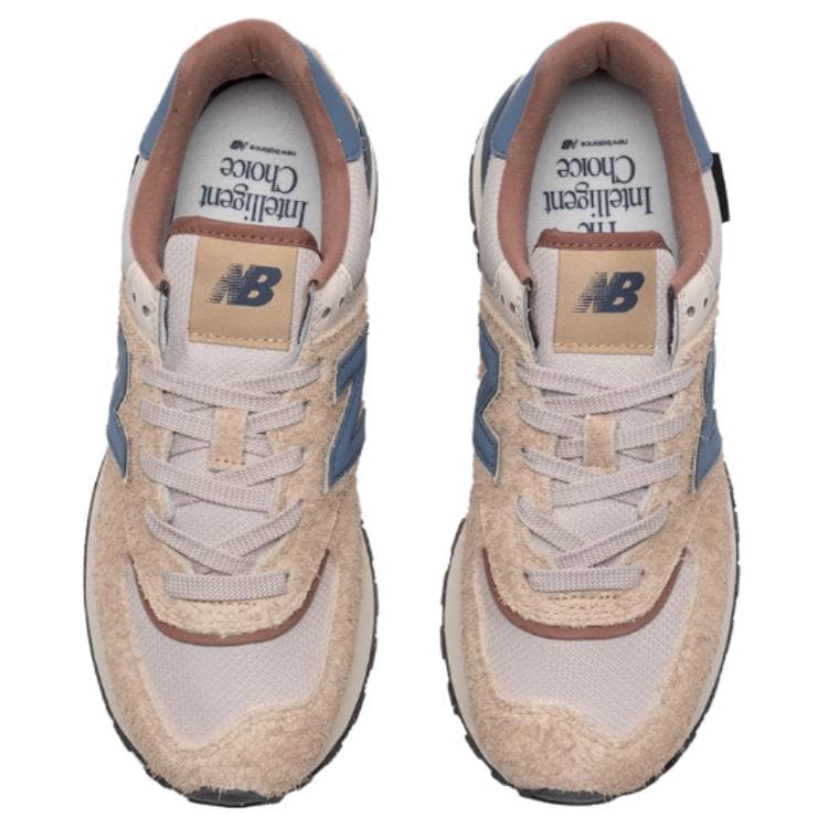 Кроссовки для бега New Balance NB 574 Low Топ Повседневные Городские Кроссовки для Коммутации и Бег Унисекс Бежево-Синие - изображение 3