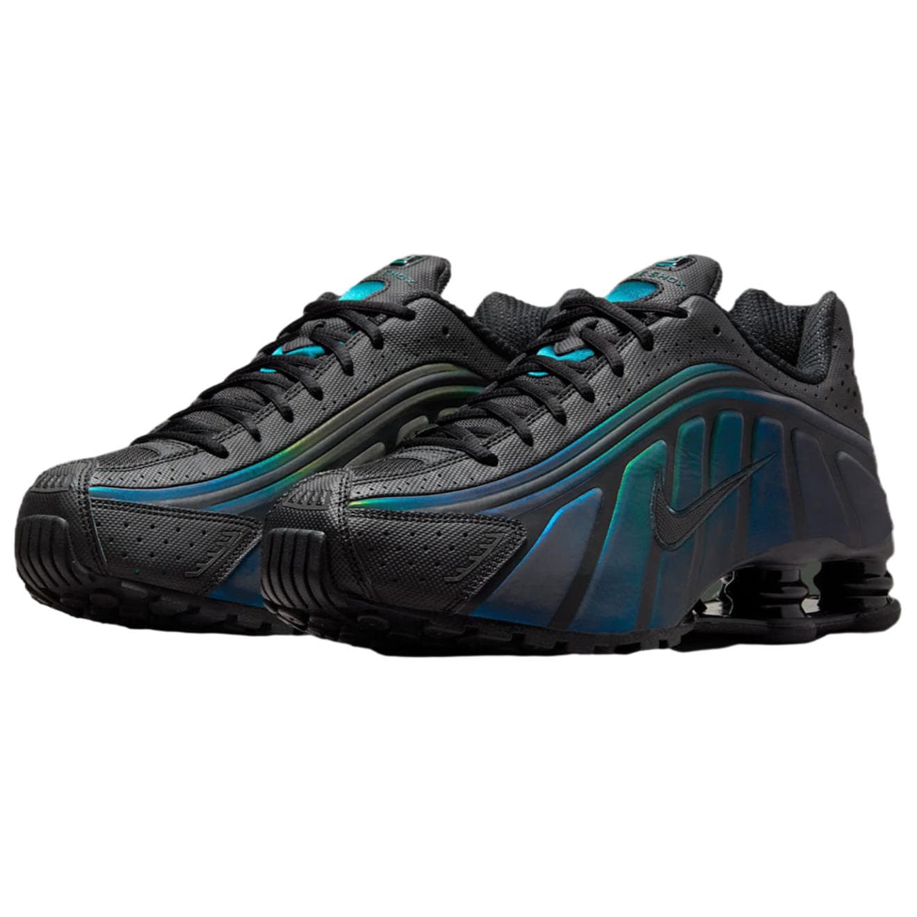 Кроссовки для бега NIKE Shox R4 Low Топ Беговые кроссовки Мужской Черно-зеленый - изображение 3