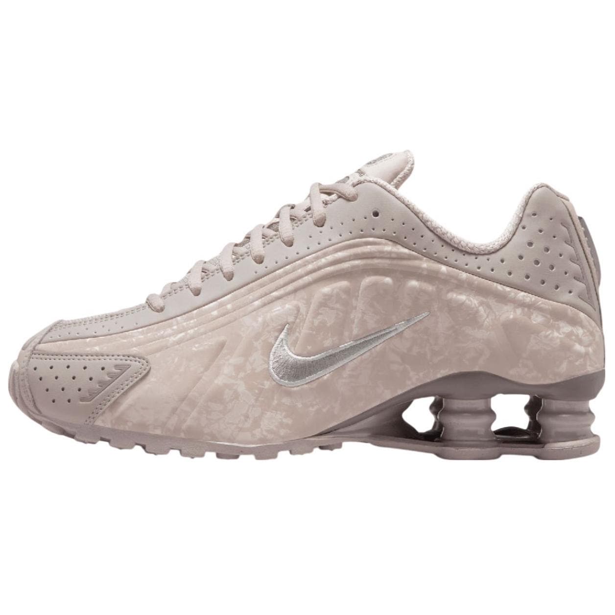Кроссовки для бега Nike Shox R4 Кожа Дышащий Поддержка Низкий Верх Повседневные Беговые Кроссовки Женские Серые - изображение 1