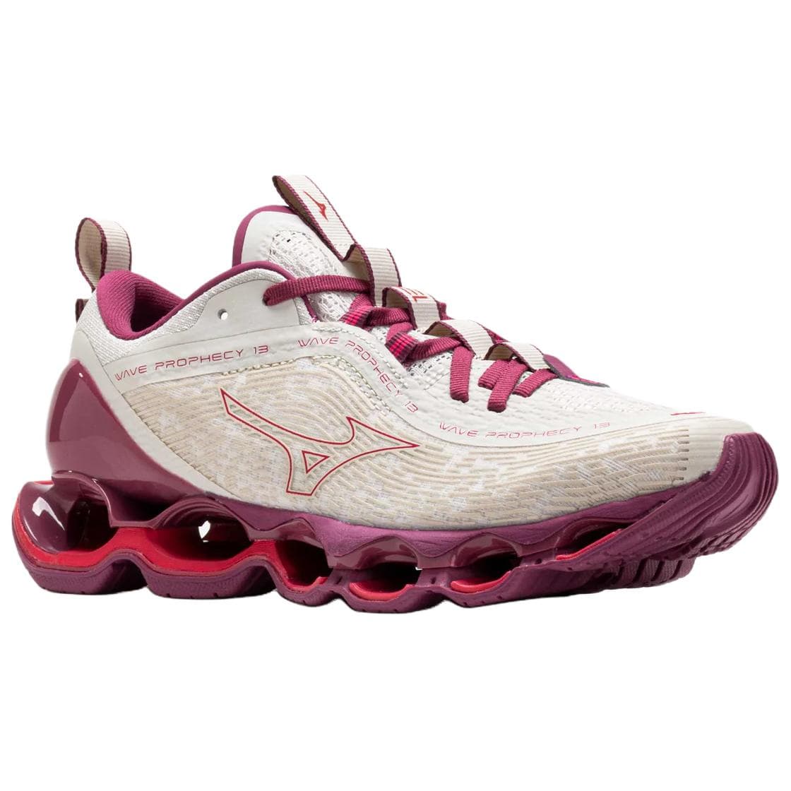 Кроссовки для бега Mizuno Wave Prophecy 13 Устойчивые к истиранию Низкие Беговые кроссовки Женские Розовые Белые - изображение 3