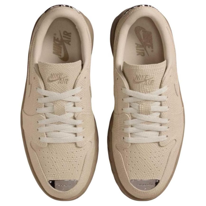 Кроссовки Jordan Air Jordan 1 Кожа Искусственная замша Амортизация Низкий топ Повседневная обувь Женские Хаки - изображение 3