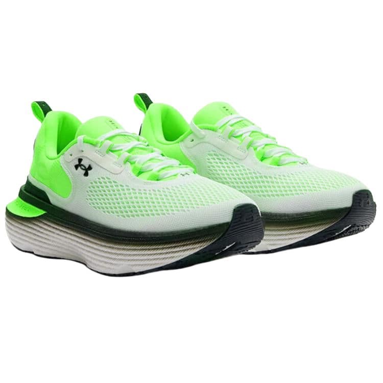 Кроссовки для бега Under Armour Infinite Elite 2 Дышащая Обувь для Беговых Дистанций с Низким Верхом Покрытие Oтскок Мужская Белый Зеленый - изображение 2