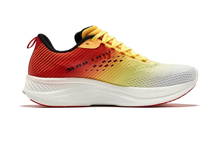 Кроссовки для бега Saucony Ride 17 Сетчатая ткань текстиль амортизация низкий топ тренировочная беговая обувь мужская белая желтая - изображение 2