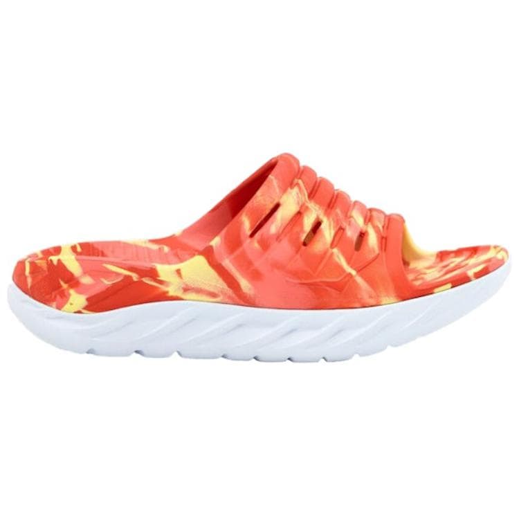 Сандалии HOKA ONE ONE ORA Recovery Противоскользящие Устойчивые к истиранию Шлепанцы Унисекс Красный Желтый - изображение 2