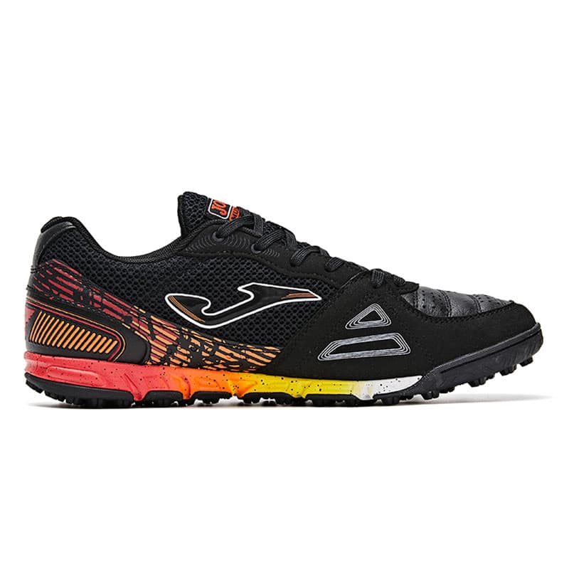 Кроссовки для футбола Joma TF Шипы Искусственные Шипы Синтетическая Кожа Футбольные Бутсы Мужские Черные и Оранжевые - изображение 2