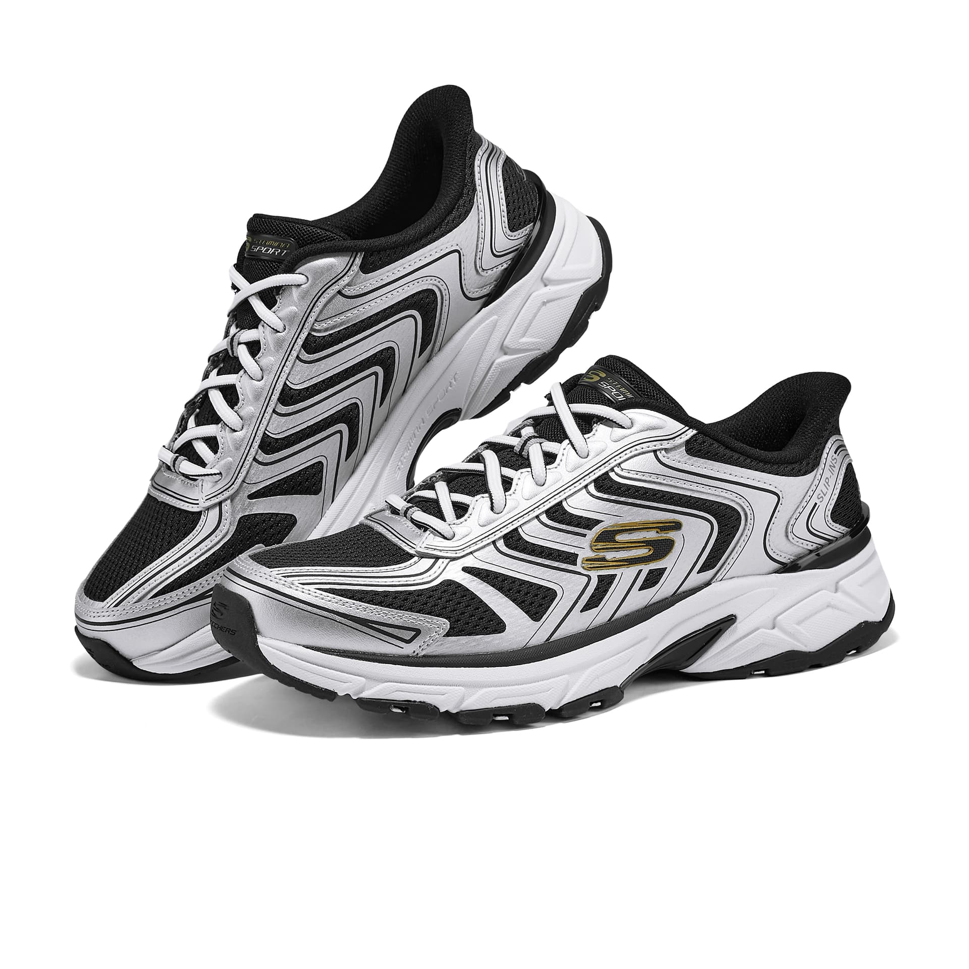Кроссовки Skechers Серебряный Панель Легкий Low Топ Повседневная обувь Мужской Серебряный - изображение 3