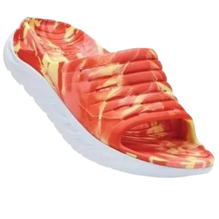 Сандалии HOKA ONE ONE ORA Recovery Противоскользящие Устойчивые к истиранию Шлепанцы Унисекс Красный Желтый - изображение 3