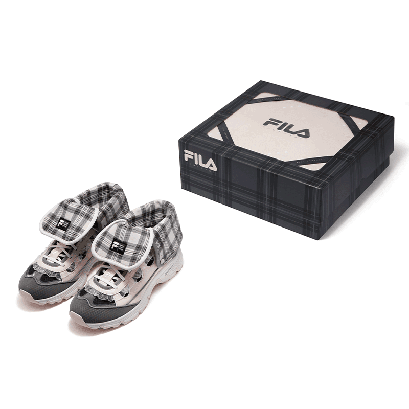 Кроссовки FILA FUSION COMO X KDC001 Высокие повседневные кроссовки для женщин цвет устричный черный весенний цветок порошок - изображение 7