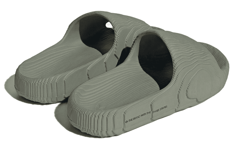 Сандалии adidas originals Adilette 22 Противоскользящие Устойчивые к истиранию Шлепанцы Женские Серый Зеленый - изображение 4