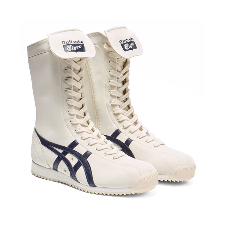 Кроссовки Onitsuka Tiger Mexico 66 BOXING High Топ Повседневная обувь Унисекс Белый и синий цвет - изображение 3