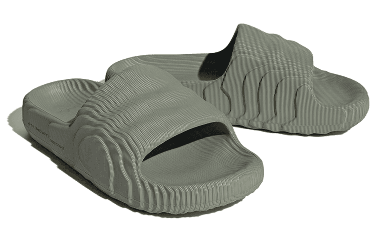 Сандалии adidas originals Adilette 22 Противоскользящие Устойчивые к истиранию Шлепанцы Женские Серый Зеленый - изображение 3